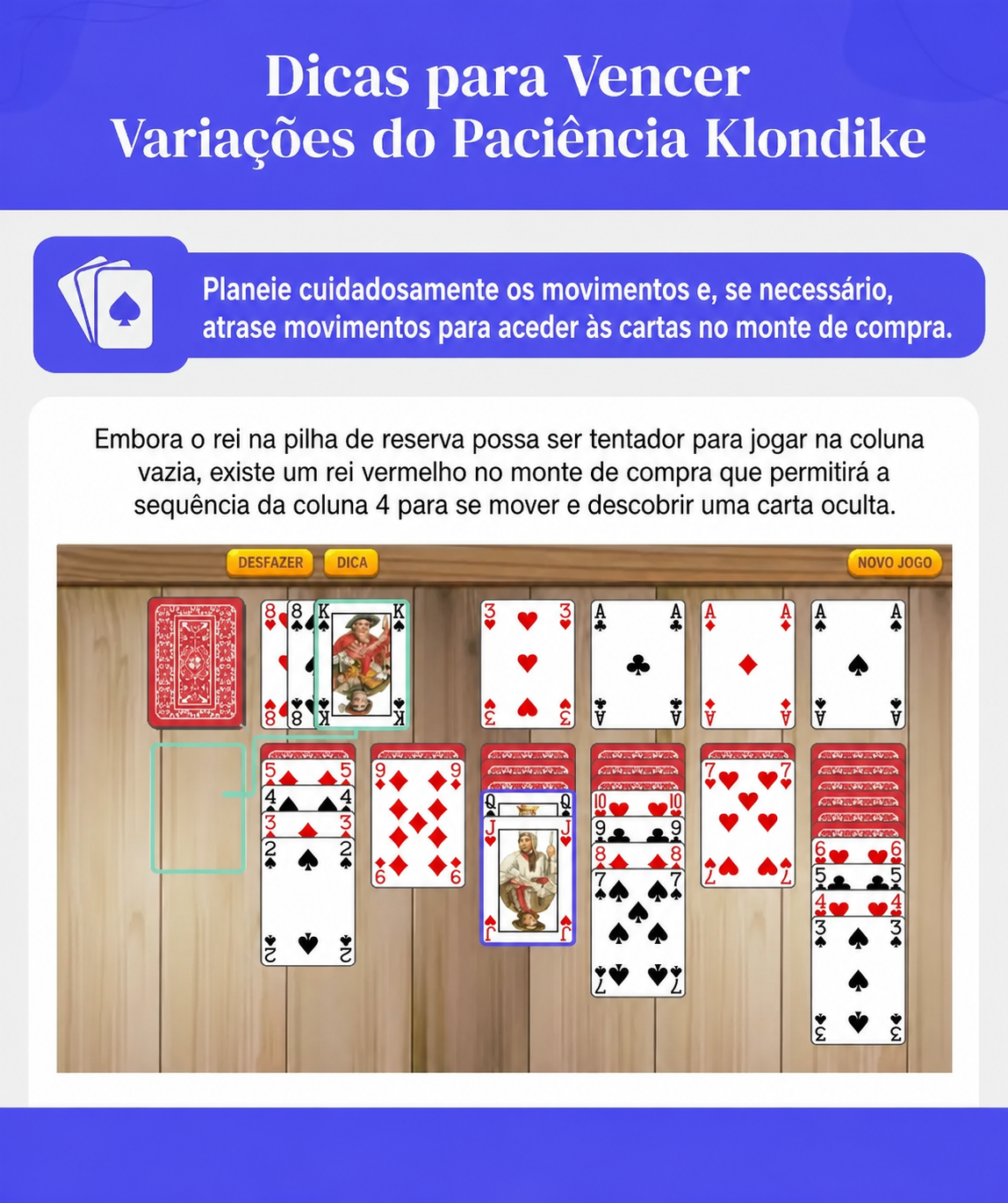 dicas para vencer variações da Paciência Klondike